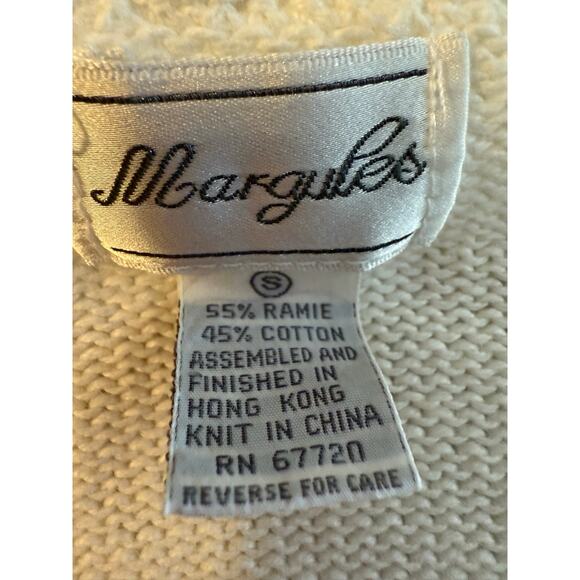 Vintage Margules Embroidered Floral Knit Cardigan Ramie Cotton Sweater Small - Picture 3 of 6